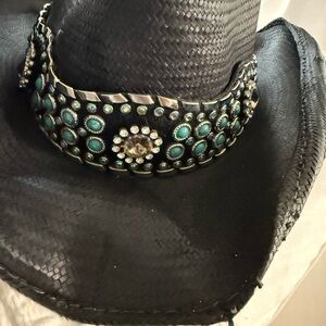Black/Turquoise cowboy hat